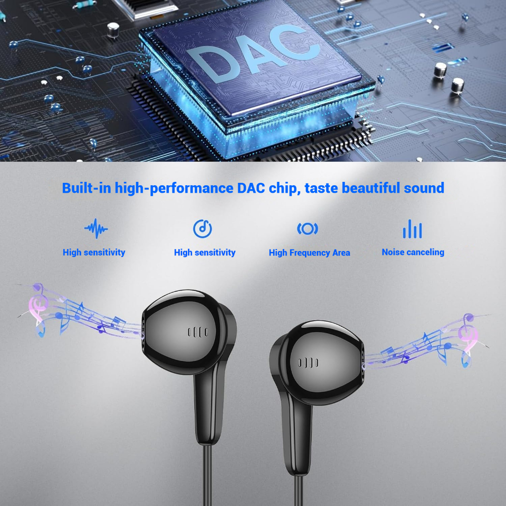 Newmsnr 9D Super Bass หูฟังหูฟังชนิดใส่ในหู TYPE-C ไมโครโฟนในตัว DJ หูฟังลดเสียงรบกวนชุดหูฟังสําหรับเล่นเกมหูฟังกันน้ํา Sweatproof