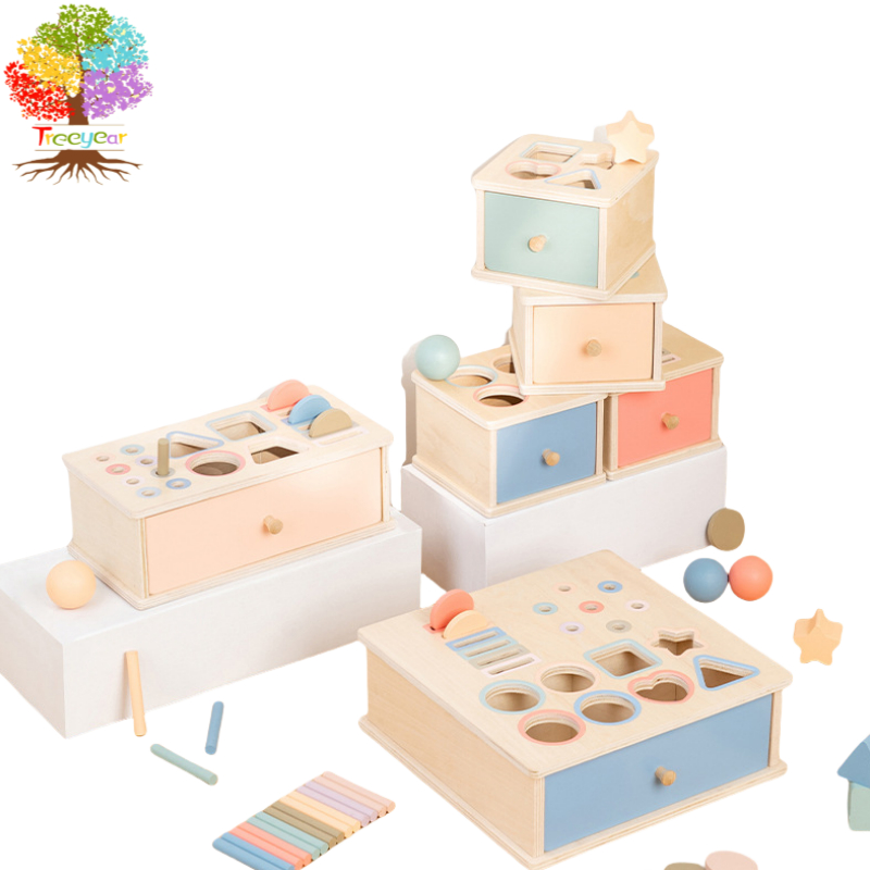 Montessori Classification Early Education กล่องเหรียญเด็กสีความรู้ความเข้าใจรูปร่างบล็อกการจับคู่การสอน Aids เด็กทารกของเล่นเพื่อการศึกษา