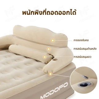 MODOFO ที่นอนเป่าลม พร้อมพนักพิง ที่นอนลม PVC เตียงเป่าลม 5ฟุต หนา43ซม พร้อมปั๊มในตัว
