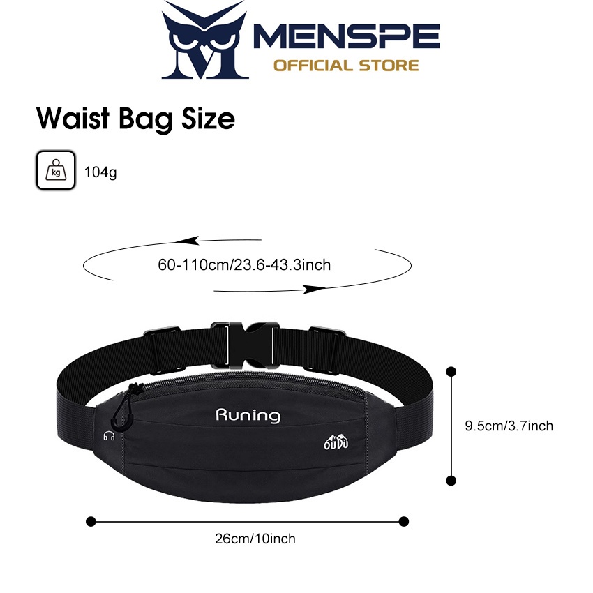 MENSPE กีฬาวิ่งเอวกระเป๋ากลางแจ้งกันน้ําคืนเต็มสะท้อนแสงปรับหัวเข็มขัดออกกําลังกายหน้าอกกระเป๋าวิ่งกระเป๋าที่มีปลั๊กหูฟังส - รูปที่ 6