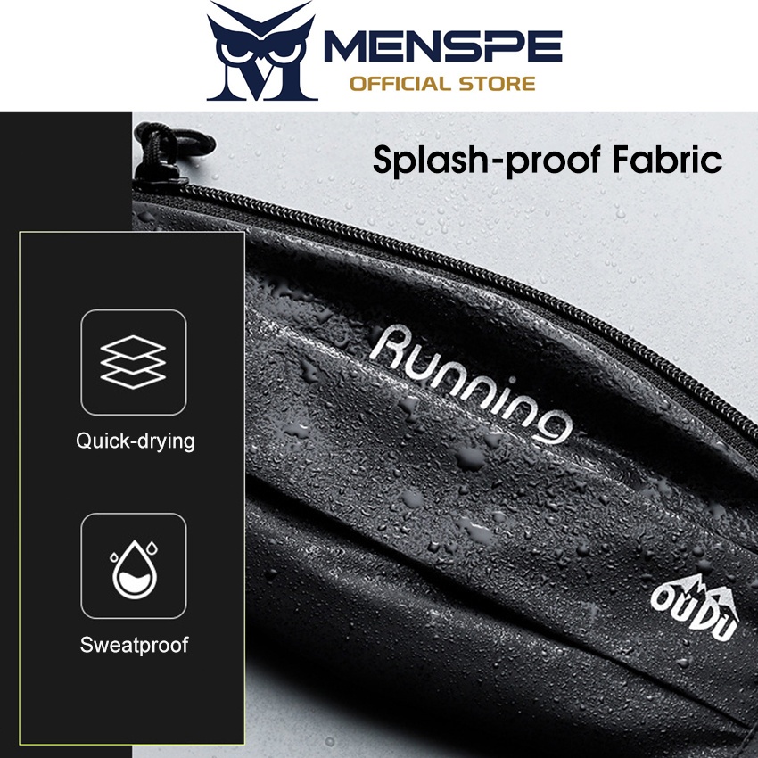 MENSPE กีฬาวิ่งเอวกระเป๋ากลางแจ้งกันน้ําคืนเต็มสะท้อนแสงปรับหัวเข็มขัดออกกําลังกายหน้าอกกระเป๋าวิ่งกระเป๋าที่มีปลั๊กหูฟังส - รูปที่ 4