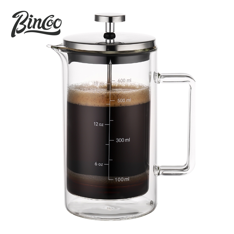 Bincoo กาแฟ French Press Hand Brewer Home Brewing ชุดกรองกาแฟหม้อ 350ML/600ML