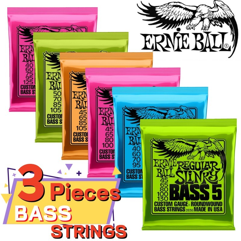 3 ชิ้น/เซ็ต Ernie ball 2836 ปกติ Slinky 5 Wound Bass String กีตาร์ Nickel-plated Rust-proof Strings เครื่องดนตรี