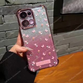 เคส OPPO Reno 14 13F 14F 15 15F 16 16F 13 12 เคส OPPO Reno 14 15 13 12 10 Pro 15 16 Pro Max 5G เคสเงาผีเสื้อกันกระแทกพร้อมเลนส์กล้องป้องกันโทรศัพท์ถุงลมนิรภัยหนากันกระแทกวัสดุไฟฟ้า