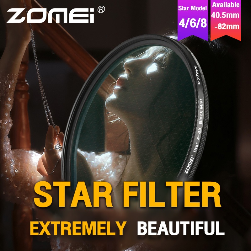ZOMEI series lens Star Line Star Filter lens 4/6/8 สำหรับกล้อง DSLR หลายเคลือบ ฟิลเตอร์ camera filters accessories cpl lens filter nd filter uv filter variable ตัวกรองดาว