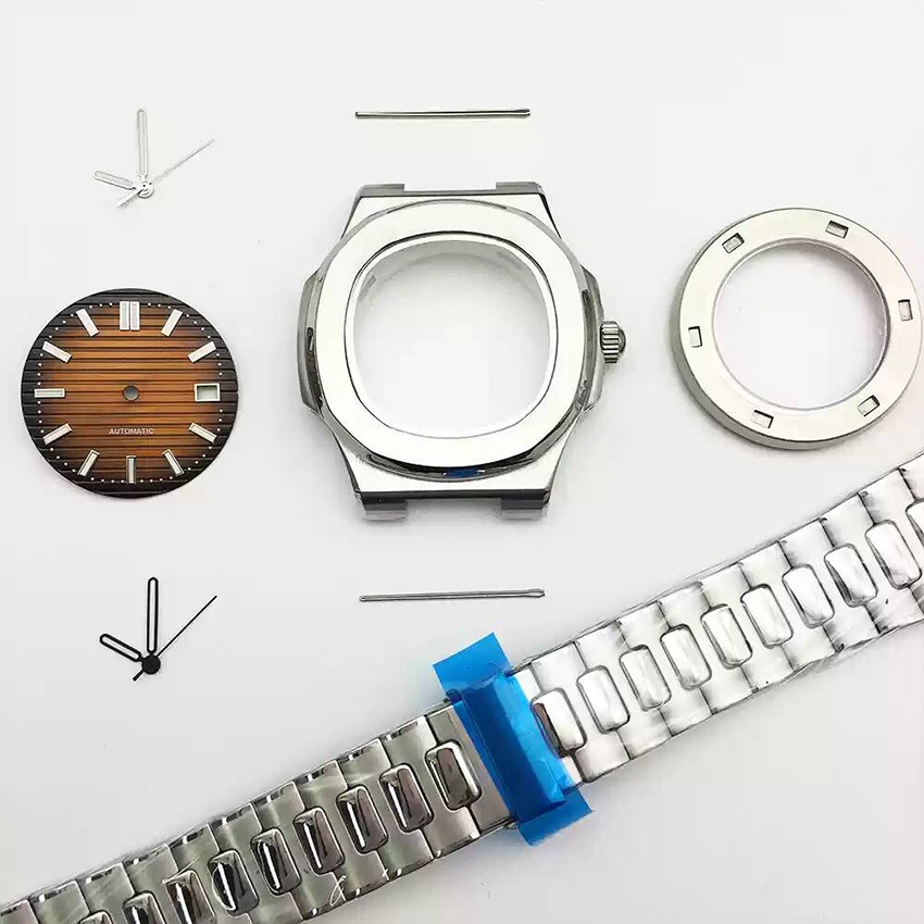 39mm Nautilus Watch Case Kit See-Through Bottom Stainless Steel Watch Case Strap Accessories for NH35/NH36 Movement
