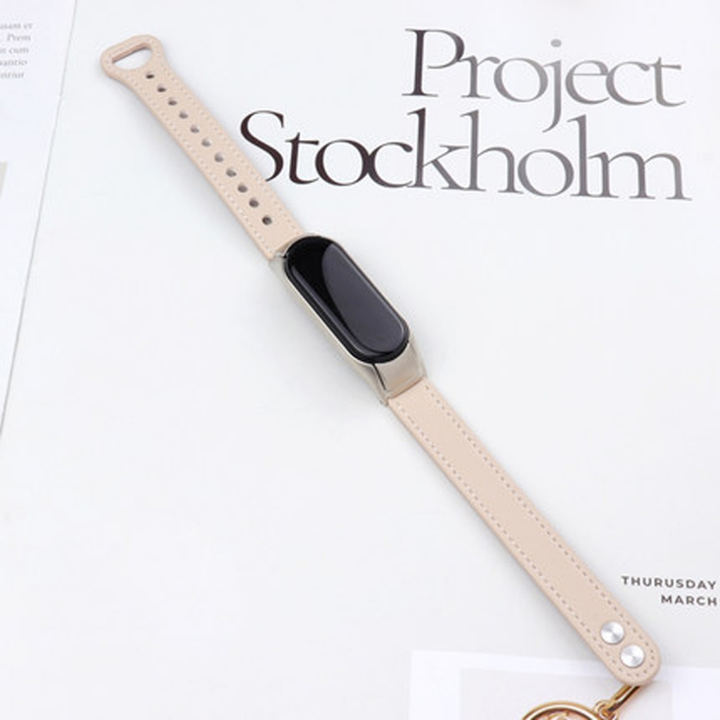 สายหนังสําหรับ เสี่ยวหมี่ ไมล์ วงดนตรี Xiaomi Mi Band 9 / 8 / 7 ไมล์ วงดนตรี 6 / 5 / 4 / 3 สายรัด หนังวัว เปลี่ยนสายรัดข้อมือ