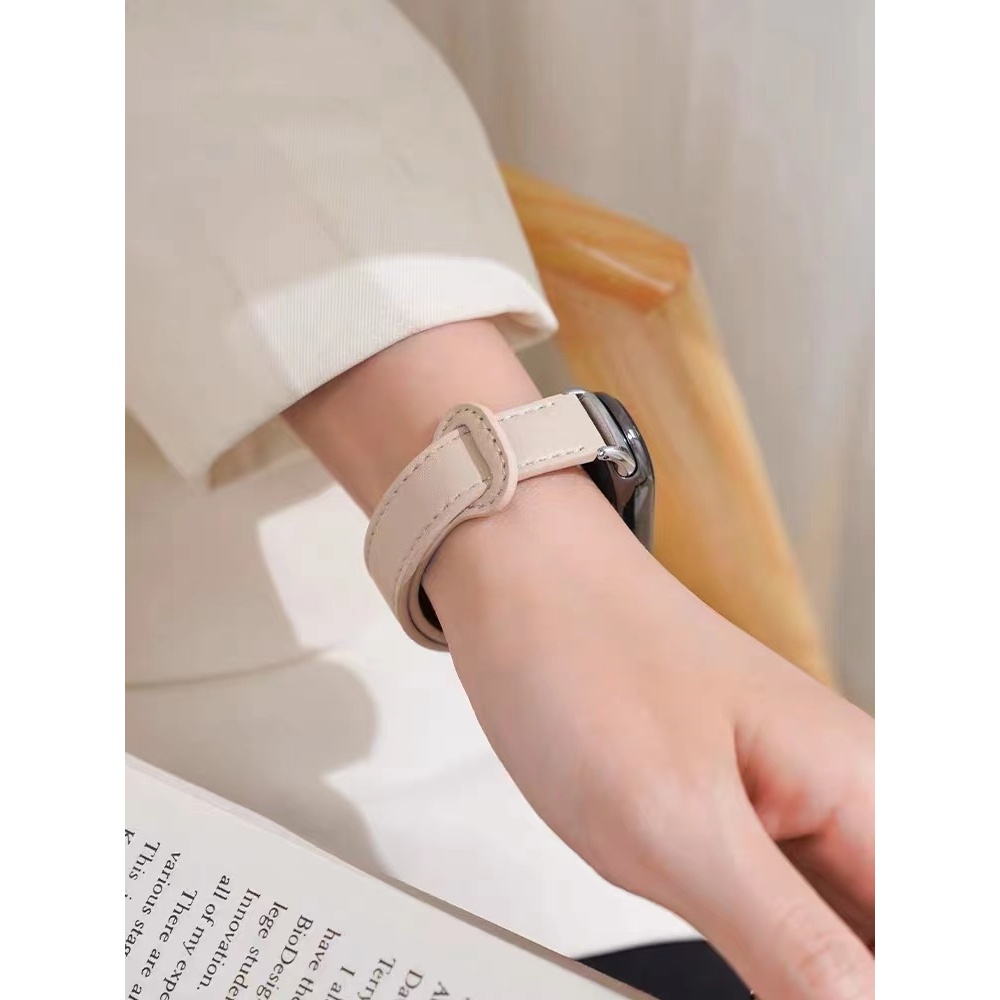 สายหนังสําหรับ เสี่ยวหมี่ ไมล์ วงดนตรี Xiaomi Mi Band 9 / 8 / 7 ไมล์ วงดนตรี 6 / 5 / 4 / 3 สายรัด หนังวัว เปลี่ยนสายรัดข้อมือ
