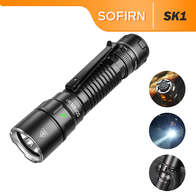 Sofirn SK1 ไฟฉายยุทธวิธี, 1300 Lumens, กันน้ํา IP68, โยนยาว, ชาร์จใหม่ได้, EDC