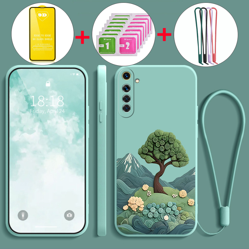 พร้อมเคสฟิล์มนุ่มสําหรับRealme 6 pro realme 6 เคสโทรศัพท์Softcaseซิลิโคนเหลวกันกระแทกออกแบบใหม่ความงามมังงะพืชต้นไม้YTMLS01
