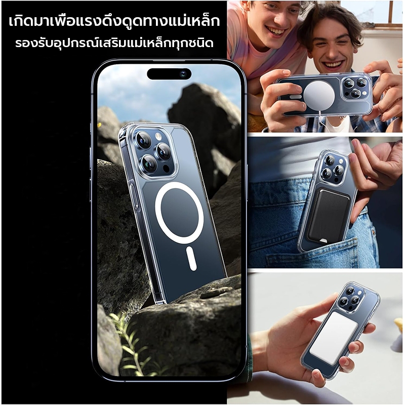 [IT]3 In 1 Magnetic สําหรับ iPhone 15 Pro Max 16 Pro Max 16 PLUS 15 PLUS Case, และ 1* ตัวป้องกันหน้าจอ + 1* ตัวป้องกันเลนส์กล้อง, เคสสําหรับ iPhone 11 -16 - ใส - รูปที่ 4