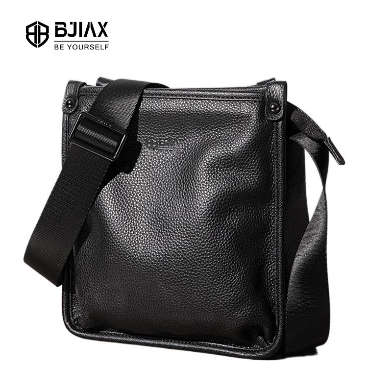 BJIAX กระเป๋าสะพายหนังแบบพกพาสำหรับผู้ชาย