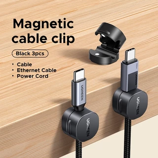 UGREEN No CableUGREEN Magnetic Cable Management Buckle 3 Pack วัสดุพลาสติกสีดํา