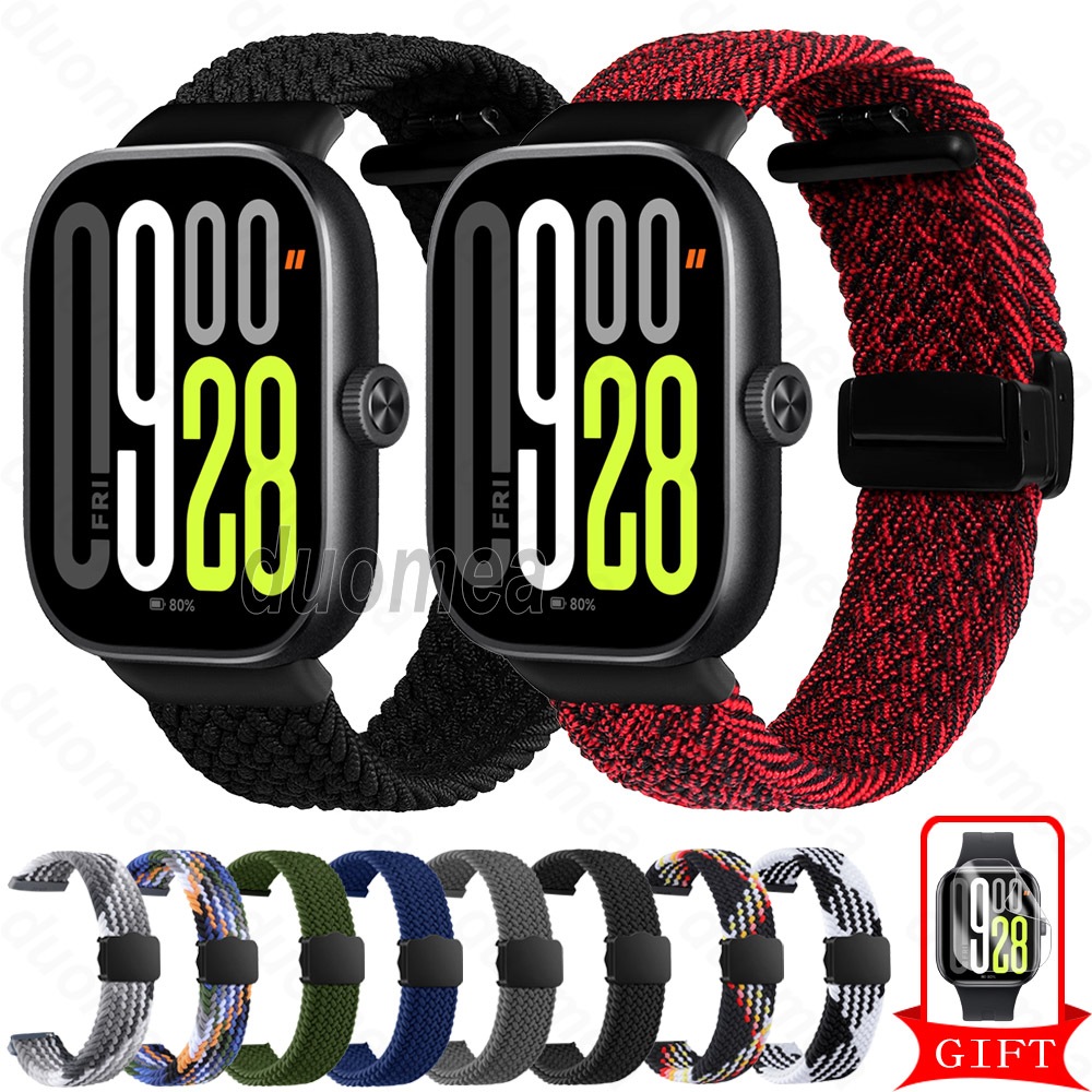 สายรัดไนลอนสายนาฬิกาหัวเข็มขัดแม่เหล็กอุปกรณ์เสริมสําหรับนาฬิกา Redmi 5 4/Xiaomi Smart Band 9 8 Pro