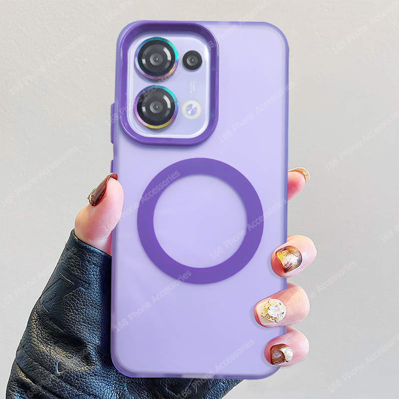 เคส OPPO Reno 13 5G เคส OPPO Reno 13 Pro 5G เคสลูกอมสีกันกระแทกแม่เหล็กสําหรับไร้สายชาร์จผิวอะคริลิค