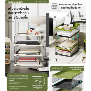 ชั้นวางเอกสาร บนโต๊ะ ชั้นวางเอกสาร A4 วางซ้อนกันได้ 3-5ชั้น PP+โลหะ แข็งแรงทนทาน ขอบสูง8.5ซม. เก็บหนังสือตั้งโต๊ะ สีขาว/ครีม ระบายอากาศดี รองรับน้ำหนักสูง เก็บเอกสารสำนักงาน โรงเรียน