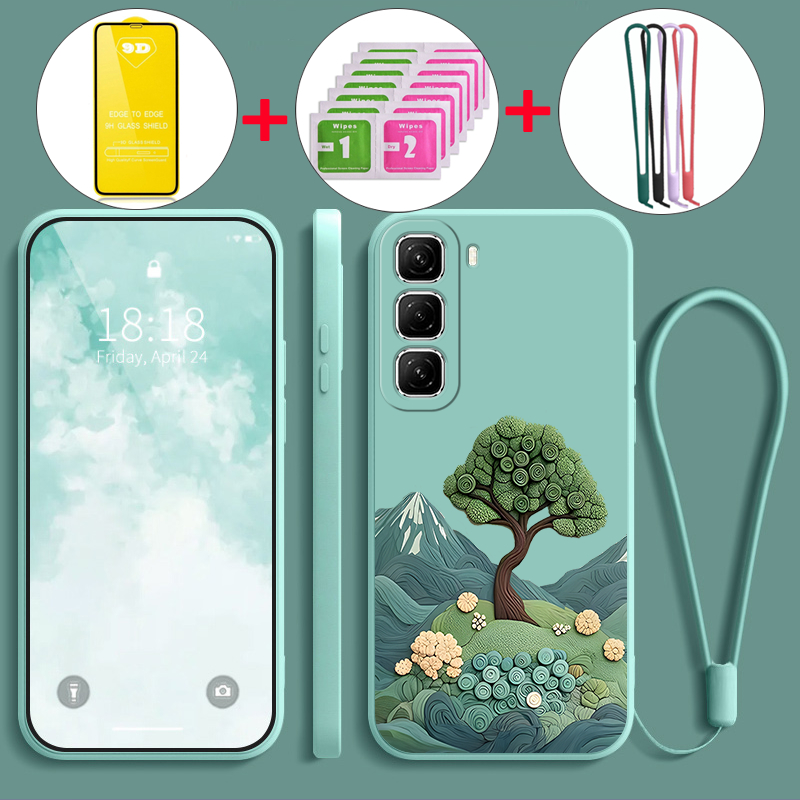 พร้อมเคสฟิล์มนุ่มสําหรับ infinix hot 50 pro plus 5g hot 50 5g เคสโทรศัพท์ Softcase ซิลิโคนเหลวกันกระแทกดีไซน์ใหม่ความงามมังงะพืชต้นไม้ YTMLS01
