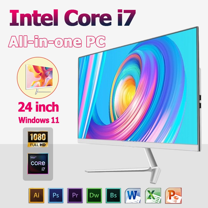 [คลังสินค้าพร้อม] 2026 สไตล์ใหม่ 24 นิ้ว Intel core i7 All-in-One Machine คอมพิวเตอร์เดสก์ท็อป 16GB RAM 512GB SSD All-in-One Machine คีย์บอร์ดเมาส์