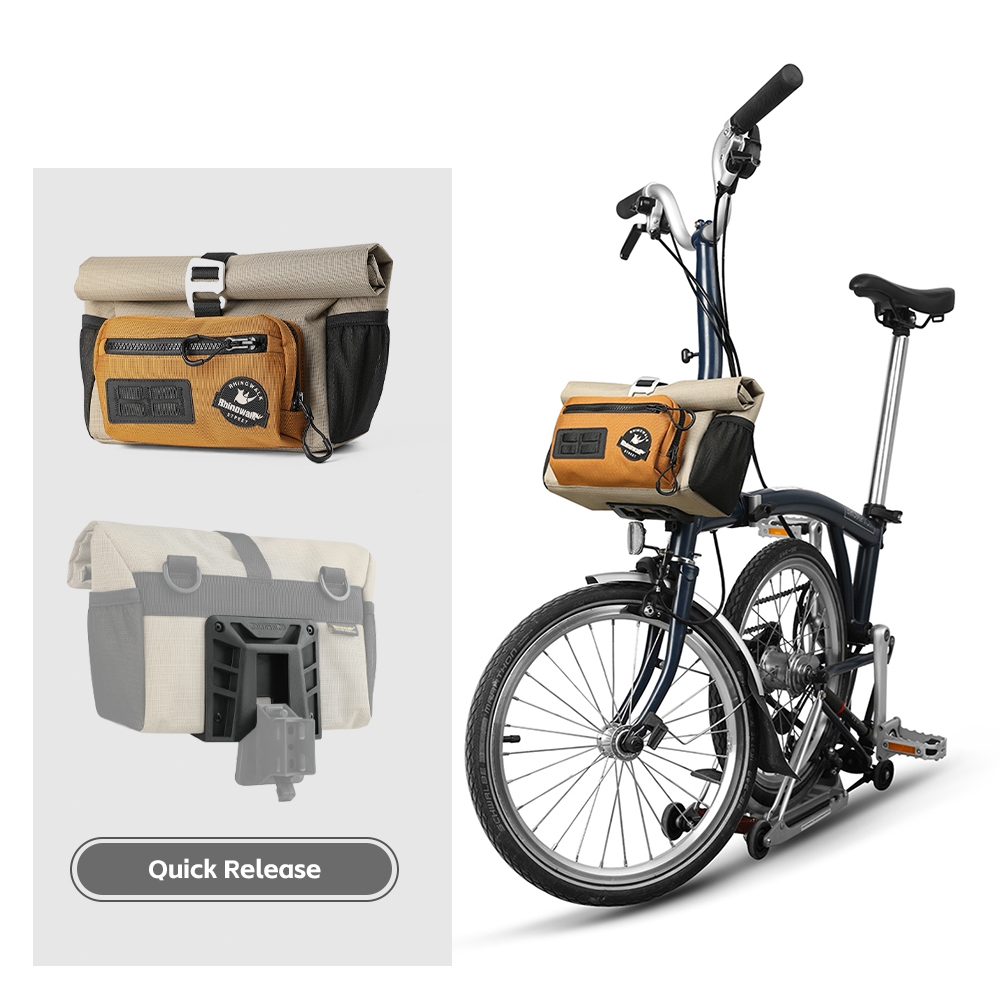 Rhinowalk COSMOPOLIS Urban Cycling Handlebar Bag สําหรับ Brompton/Dahon Folding Bike Convertible กระเป๋าสะพายไหล่พร้อมสายรัดปรับได้
