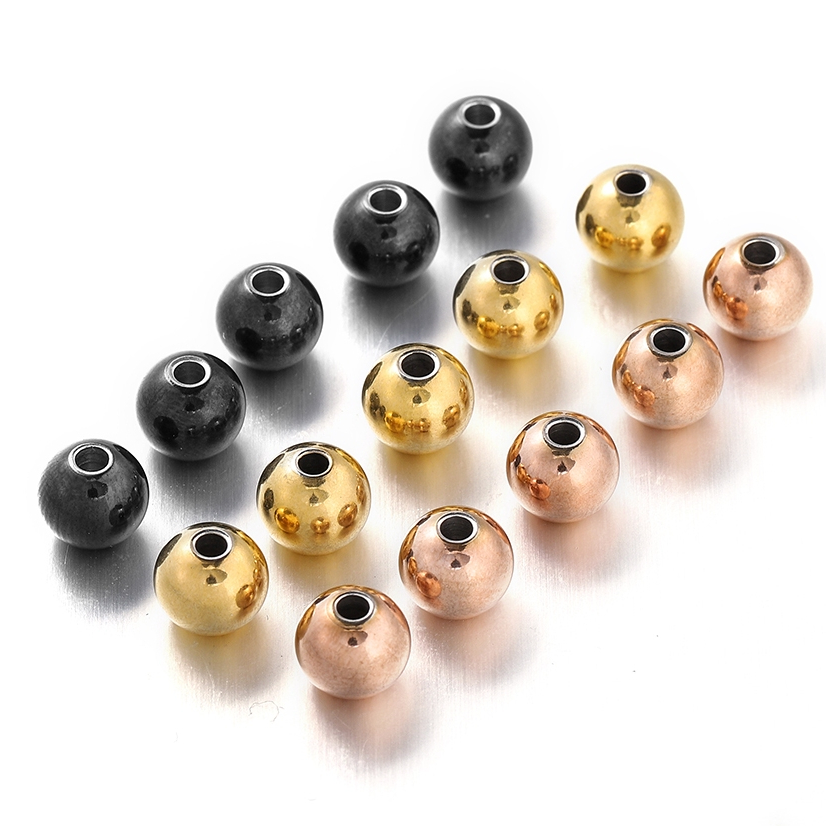 St.kunkka 20-10Pcs ลูกปัดสีทองกลมสแตนเลส ลูกปัดสแตนเลสทรงกลมชิ้นสําหรับทําเครื่องประดับ