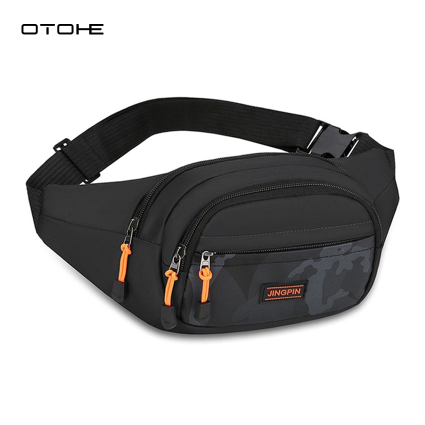OTOHE ผู้ชายกระเป๋าคาดหน้าอกแฟชั่นกระเป๋าคาดเอวสีปิดกั้น Oxford กระเป๋ากันน้ํา