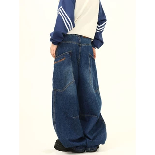 กางเกงยีนส์ผู้ชายหลายกระเป๋า กางเกงขากว้างทรงหลวม baggy jeans เอวสูง สไตล์สตรีทอเมริกัน ผ้านุ่มใส่สบาย ซ่อนไขมันสะโพกได้ดี M-2XLCOOYA พร้อมส่ง