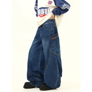 กางเกงยีนส์ผู้ชายหลายกระเป๋า กางเกงขากว้างทรงหลวม baggy jeans เอวสูง สไตล์สตรีทอเมริกัน ผ้านุ่มใส่สบาย ซ่อนไขมันสะโพกได้ดี M-2XLCOOYA พร้อมส่ง