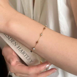 จากไทย 1วันถึง💕สไตล์ใหม่เย็บธรรมชาติ Spacer สร้อยข้อมือลูกปัดผู้หญิงสไตล์ Non-Fade High-End หรูหรา Niche สร้อยคอลูกปัด
