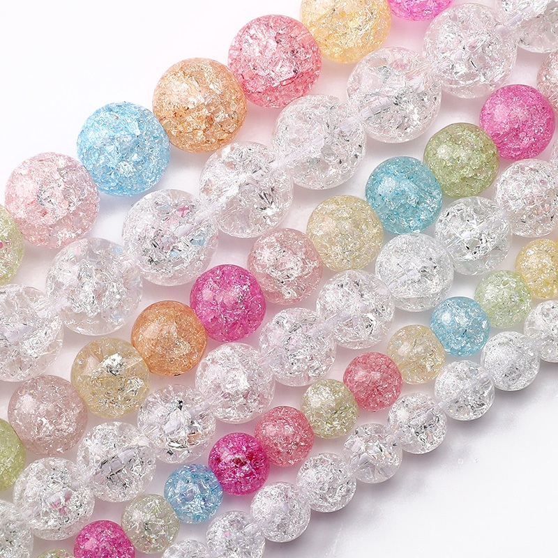 39 ซม./String 6/8/10 มม.แก้วคริสตัล Pop ดอกไม้ลูกปัดผสมสี/สีขาวรอบลูกปัด DIY ลูกปัด