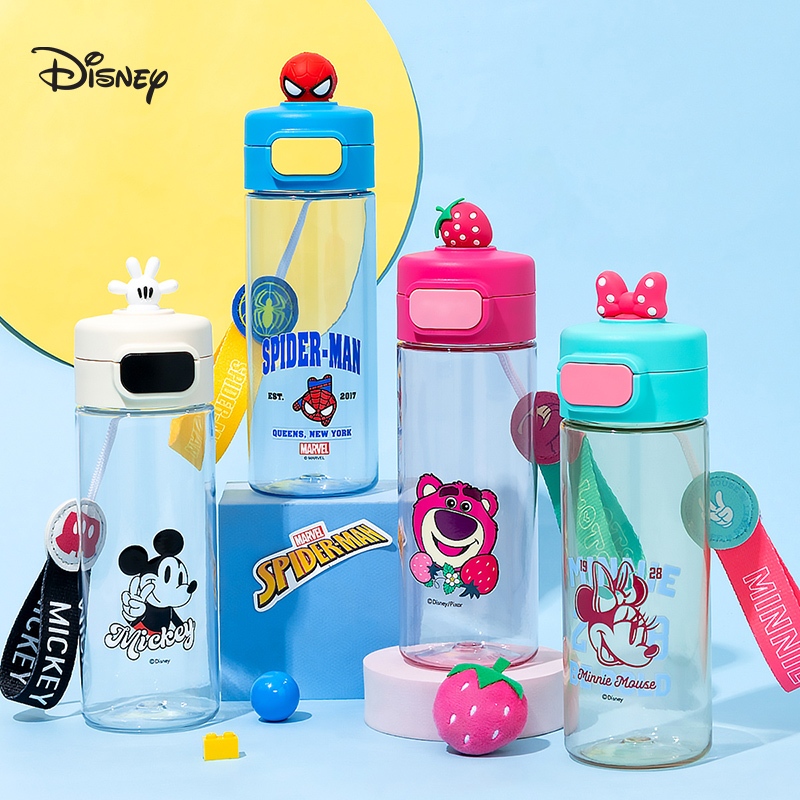Disney กระติกน้ำ ขวดน้ำพกพา ขวดน้ำนักเรียน กระติกน้ำนักเรียนลายการ์ตูนน่ารัก 530ml
