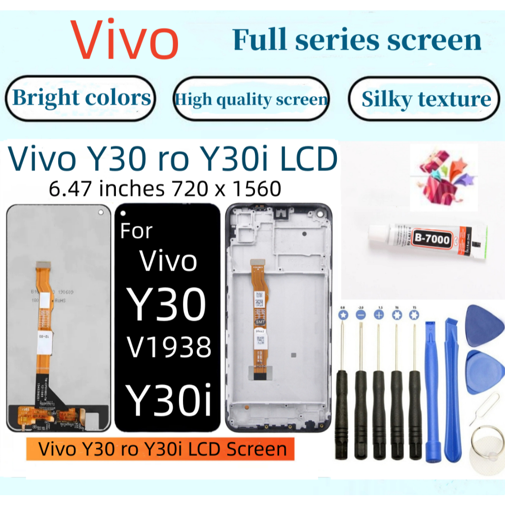 Original VIVO Y30 LCD สําหรับ VIVO Y30i Heatless Crystal Crystal V1938