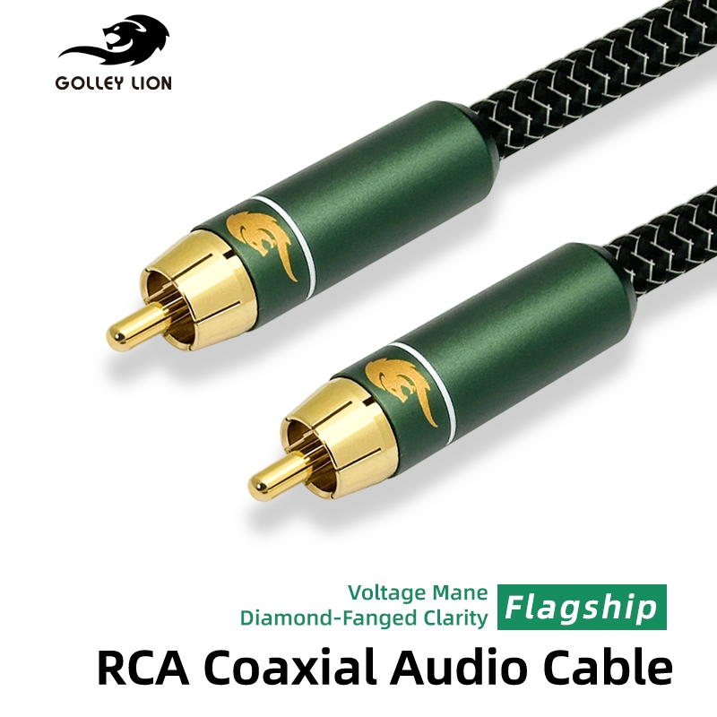 Golley LION สายสัญญาณเสียง RCA Coaxial - สาย Hi-Fi ทองแดงชุบเงินสําหรับสตูดิโอ/โฮมเธียเตอร์