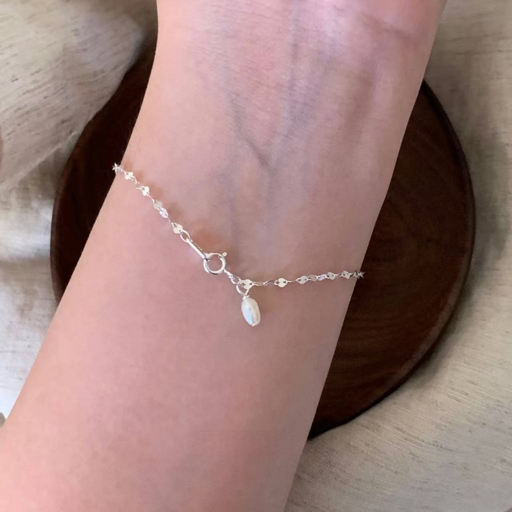 จากไทย 1วันถึง💕925 เงินสเตอร์ลิงประกายเลื่อมซ้อนสร้อยข้อมือหญิงที่สวยงาม ซอก ออกแบบมุกจี้สร้อยข้อมือ - รูปที่ 6