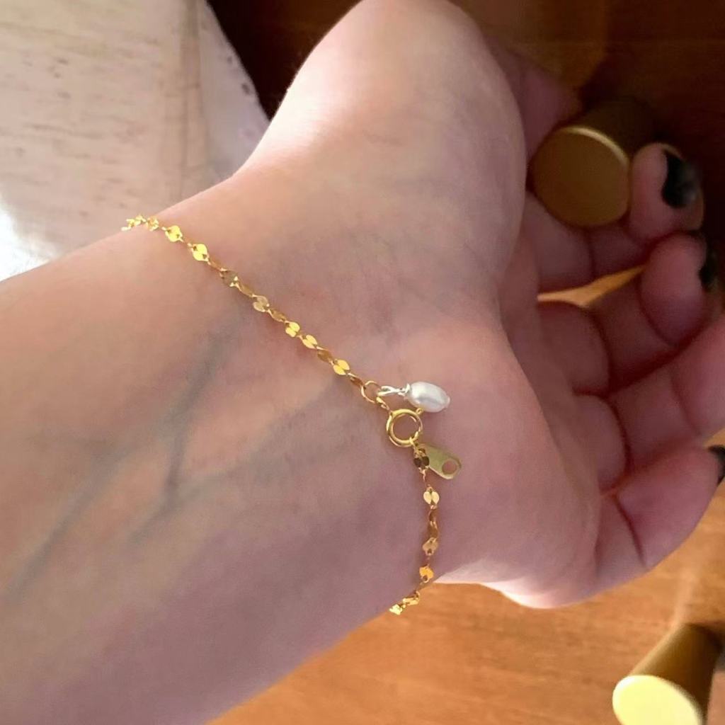 จากไทย 1วันถึง💕925 เงินสเตอร์ลิงประกายเลื่อมซ้อนสร้อยข้อมือหญิงที่สวยงาม ซอก ออกแบบมุกจี้สร้อยข้อมือ - รูปที่ 4