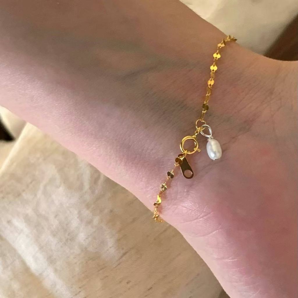 จากไทย 1วันถึง💕925 เงินสเตอร์ลิงประกายเลื่อมซ้อนสร้อยข้อมือหญิงที่สวยงาม ซอก ออกแบบมุกจี้สร้อยข้อมือ - รูปที่ 7