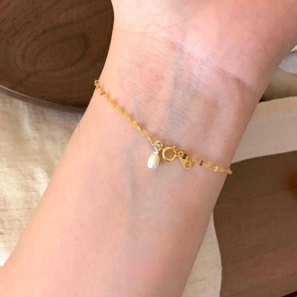 จากไทย 1วันถึง💕925 เงินสเตอร์ลิงประกายเลื่อมซ้อนสร้อยข้อมือหญิงที่สวยงาม ซอก ออกแบบมุกจี้สร้อยข้อมือ - รูปที่ 2