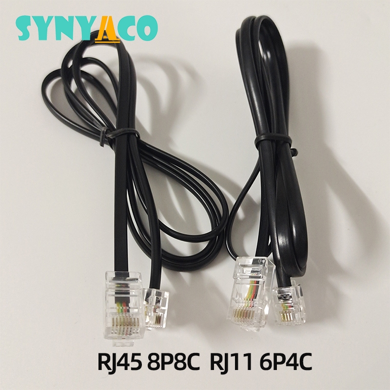 1/2pcs RJ45/8P8C ถึง RJ11/6P4C สายสําหรับอุปกรณ์เครือข่ายเชื่อมต่อกับสายโทรศัพท์แบบดั้งเดิมสําหรับ VoIP ADSL สีดํา 1 M