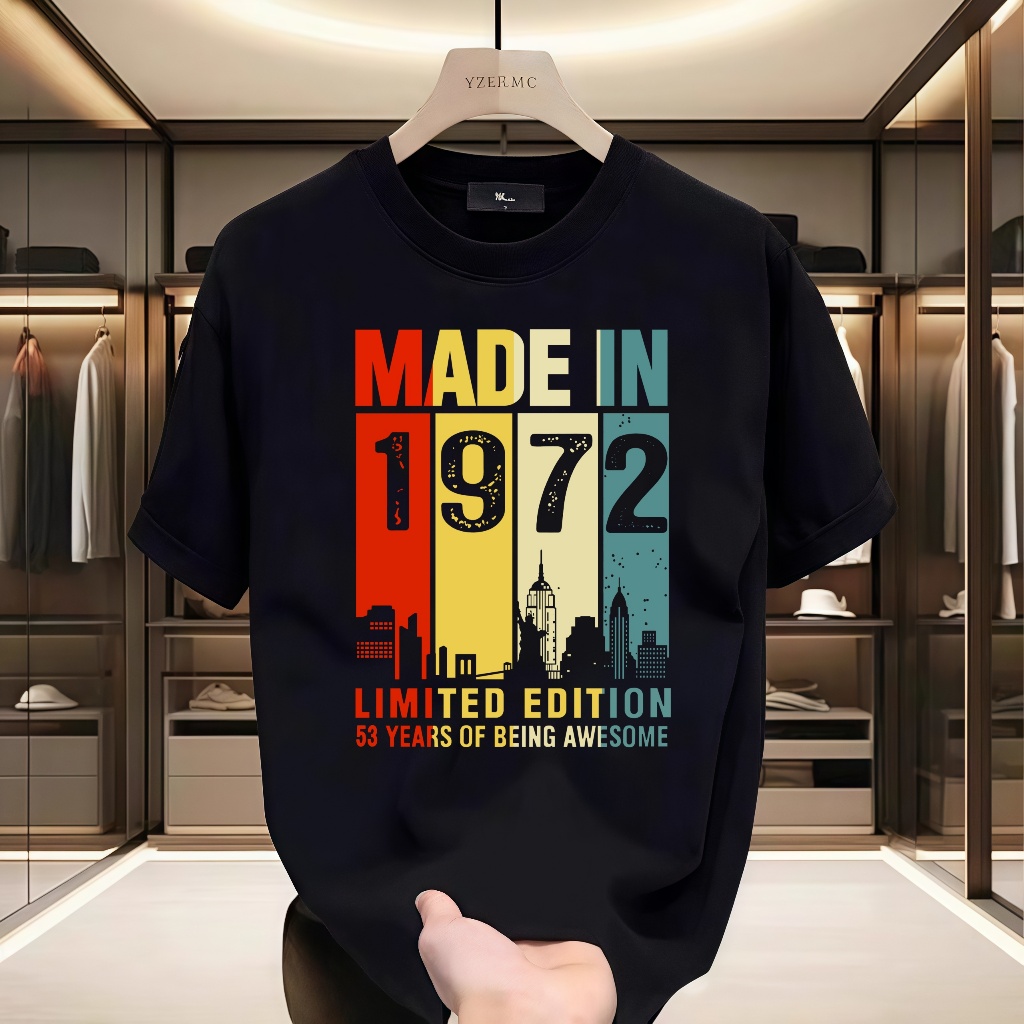 53th Birthday Made In 1972 Limited Edition เสื้อยืดความงามเสื้อผ้า blacks เสื้อยืดผู้ชาย
