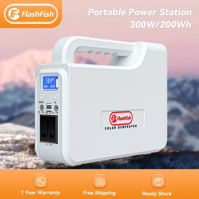 300W 200Wh | FlashFish Power Station Solar Powerbank 220V ไฟสํารองไฟ Camping Powerbox