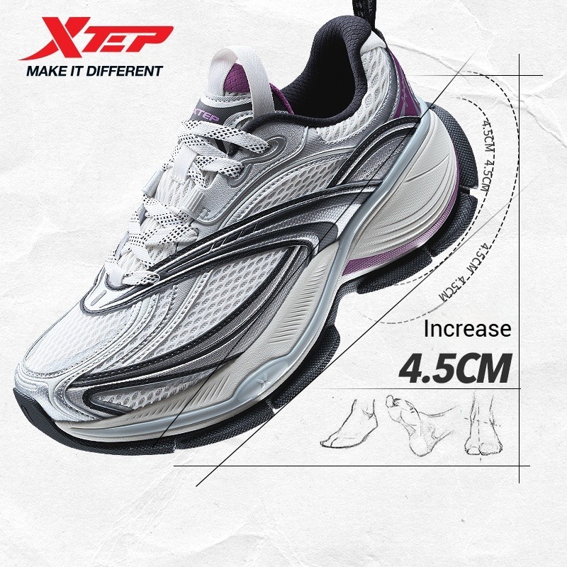 XTEP Basque 2.0 ผู้หญิงรองเท้าลําลองเพิ่มความสูงน้ําหนักเบารองเท้าวิ่งสไตล์Retro