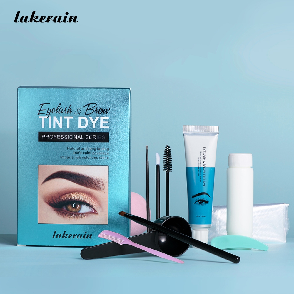 Lakerain 4 สีขนตาคิ้วเคราหนวดย้อมผมวาง Tint Kit Professional มาสคาร่าถาวรสี Brow & Lashes Dye หวีชุดแปรง