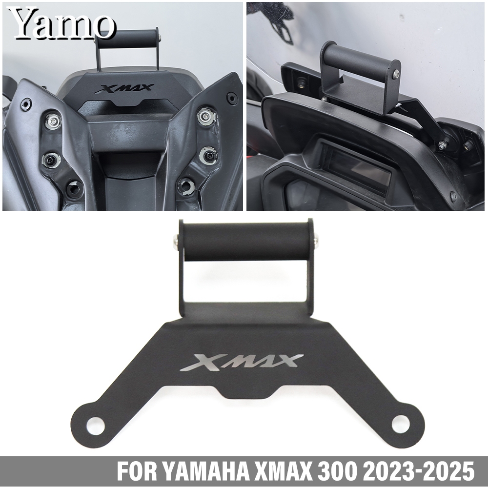 สําหรับ Yamaha XMAX 300 2023 2024 2025 GPS ที่วางโทรศัพท์มือถือติดตั้ง XMAX 300 V2 หัวรถจักรดัดแปลงกระจกขยาย rod
