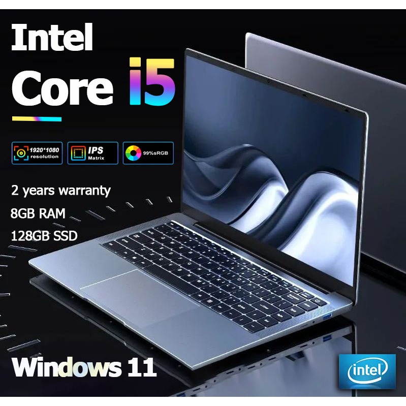 [จัดส่งทันที] แล็ปท็อป 14 นิ้วหน้าจอ IPS เกมคอมพิวเตอร์แล็ปท็อป Intel Core i5 RAM 8GB SSD 128GB คอมพิวเตอร์แล็ปท็อปเกม laptop