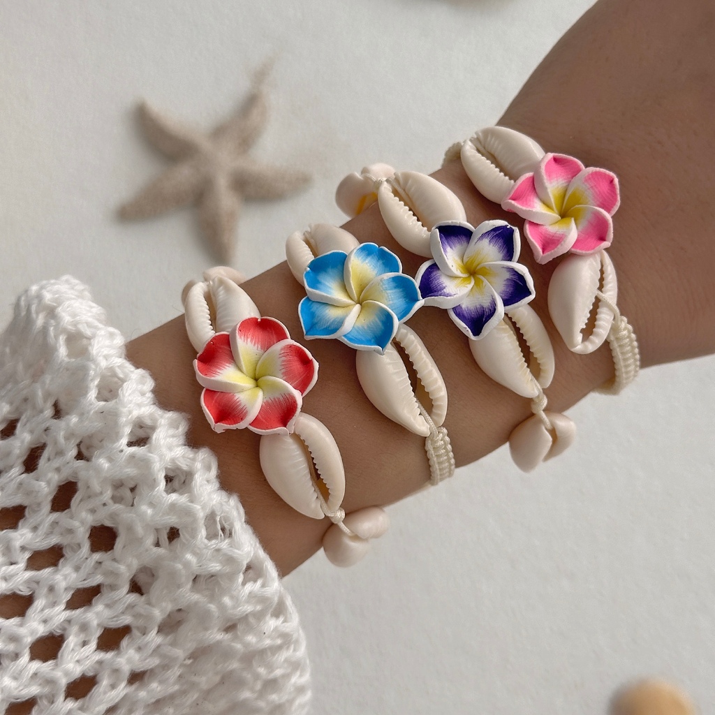 แฟชั่น Handmade Boho เซรามิคดอกไม้สร้อยข้อมือถักชายหาดเครื่องประดับวันหยุดของขวัญสําหรับผู้หญิง