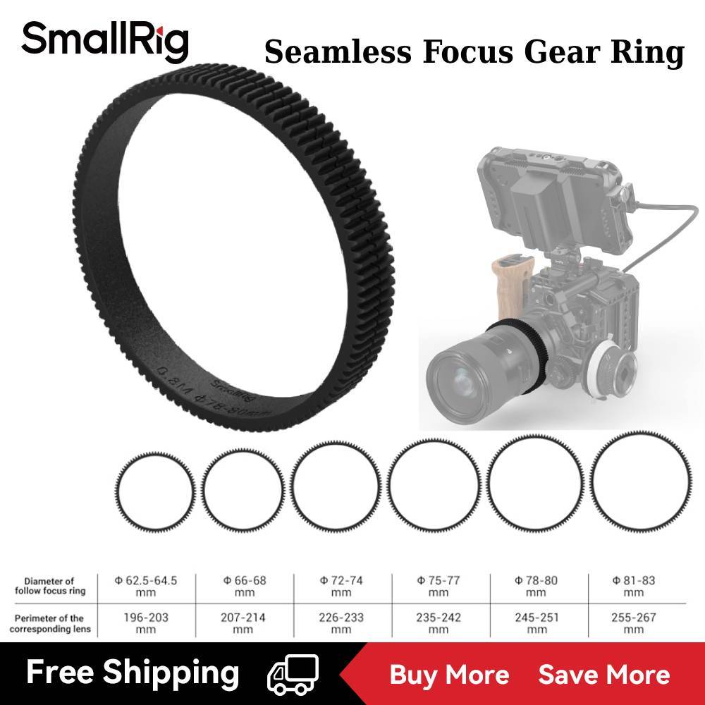 Smallrig Φ62.5-Φ64.5/ Φ66-Φ68/Φ72-Φ74/Φ81-83 ไม่มีรอยต่อโฟกัสเกียร์แหวน #3291#3292#3293#3294#3295#3296