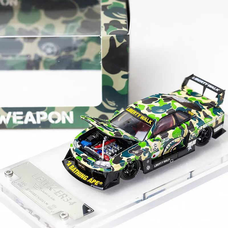 อาวุธถนน SW 1: 64 Nissan Skyline R34 ER34 Ape Head โมเดลรถโลหะผสม
