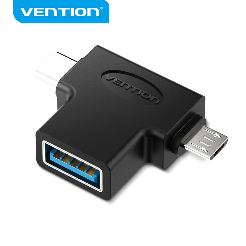 Vention USB 2.0 3.0 Micro-B Male + C Male to A Female OTG Adapter - การส่งสัญญาณ