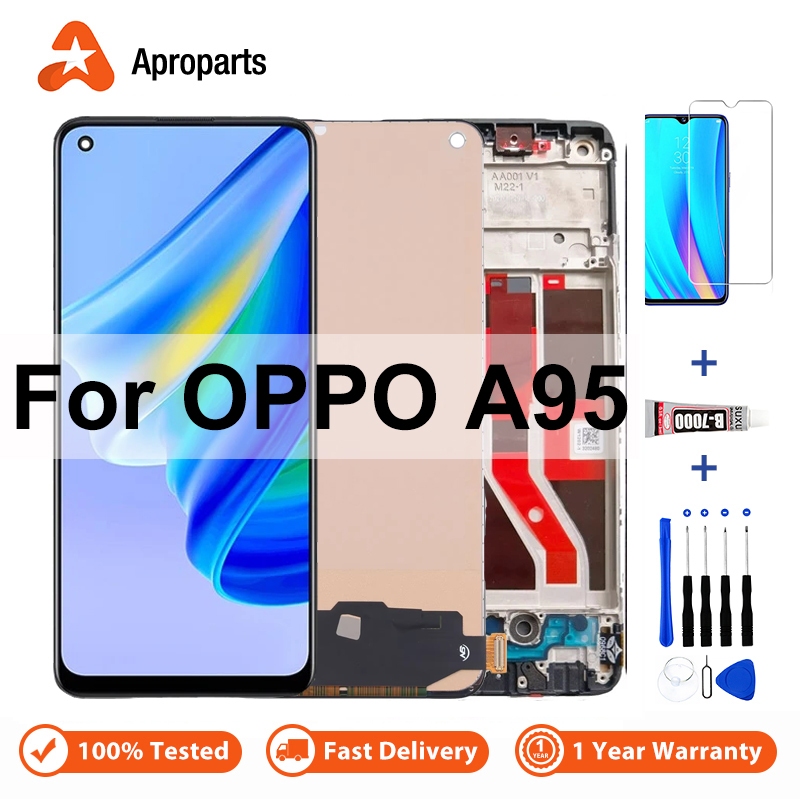 LCD สําหรับ OPPO A95 CPH2365 PELM00 จอแสดงผล การประกอบจอสัมผัส Digitizer A95 4G 5G พร้อมกรอบเปลี่ยน