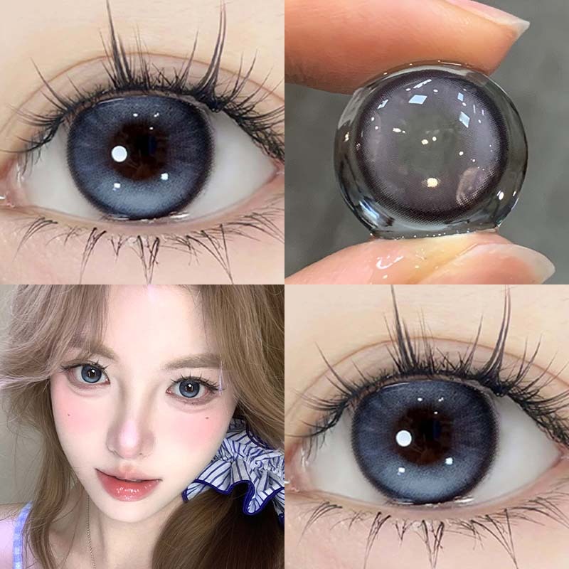 Ksseye คอนแทคเลนส์สี 2 ชิ้น 14.2 มิลลิเมตร Contacts Eye Cosmetic Lense แต่งหน้าสีดําสีน้ําตาล 6-12 เดือนใช้