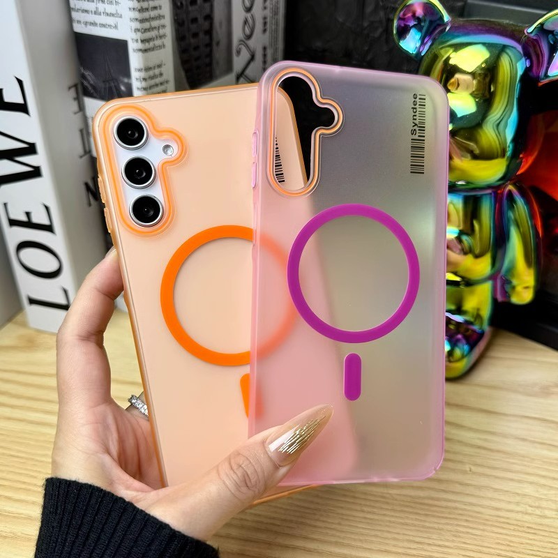 SAMSUNG Matte Slim Magnetic Clearเคสโทรศัพท์สําหรับSamsung Galaxy A57 A37 A17 A27 A16 A26 A36 A56 A15 A25 A35 A55 A14 A24 A34 A54 5G Frostedโปร่งใสปกแข็ง